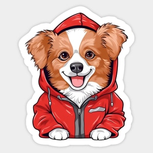 Kawaii Dog with red jacket, Charming Kawaii Dog Sticker